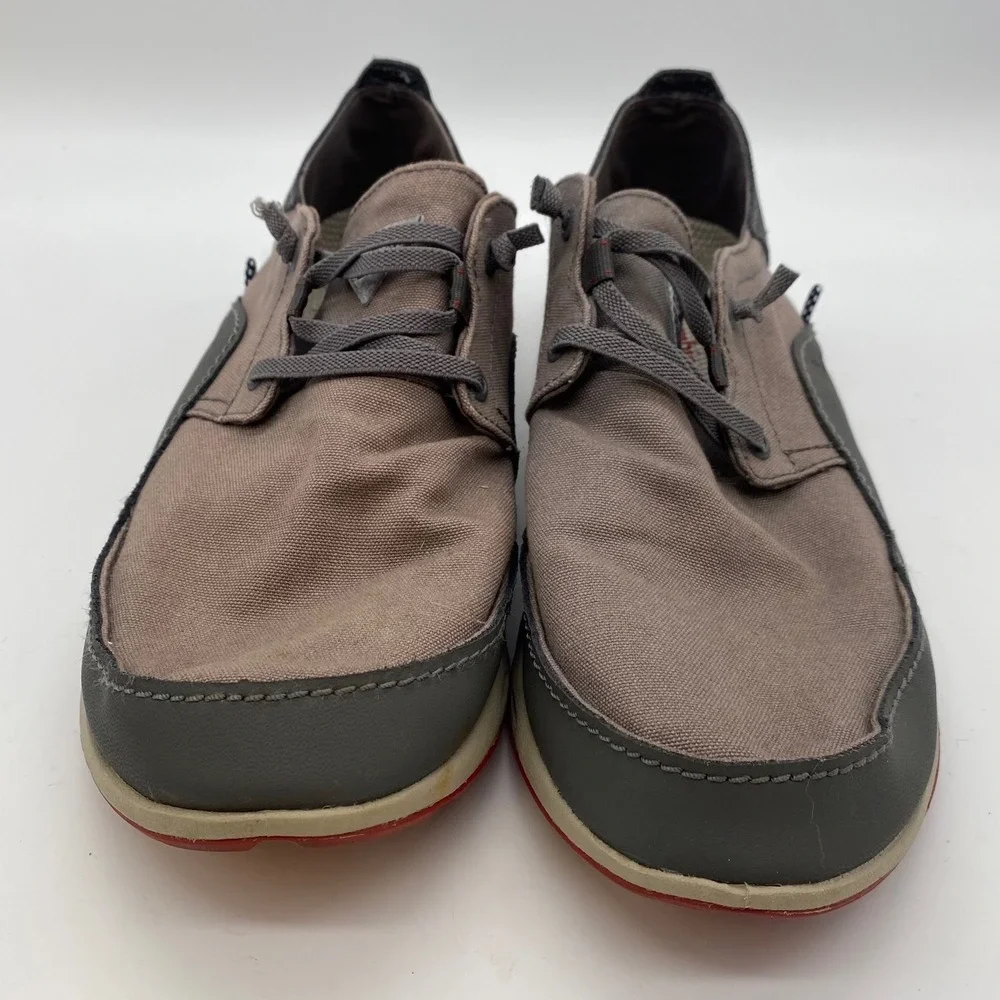 Columbia PFG Bahama Vent Boat Shoes Mens 11 Gray Red BM2658-023 Canvas Loafers